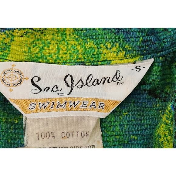 Vintage Sea Island Swimwear Barkcloth Button Up Top Small Lightweight Soft - Picture 4 of 4